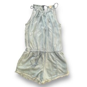 Cloth + Stone Chambray Lightweight Frayed Sleeveless Romper Women's Size Medium